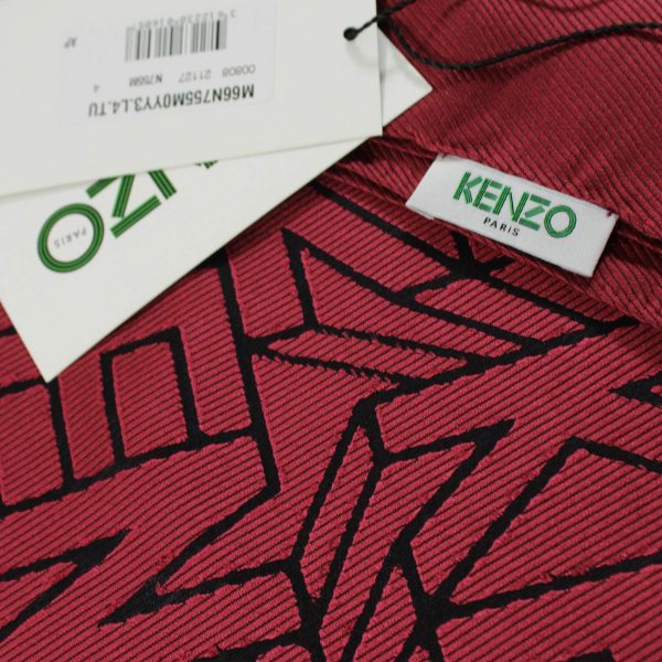 Kenzo Scarf Brick Red Logo Design - Modal Silk Shawl SALE For Cheap