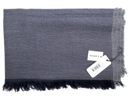 Lanvin Wool Scarf Dark Blue Gray SALE Discount