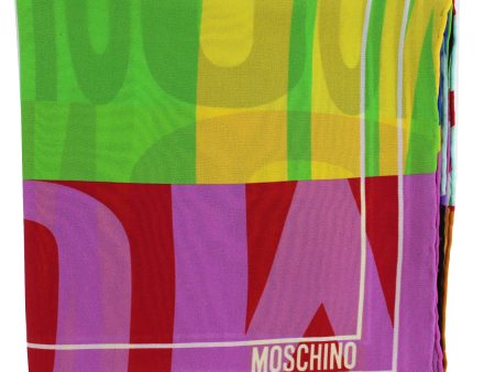 Moschino Scarf Colorful Logo Design - Large Square Silk Foulard - 2024 Collection Cheap