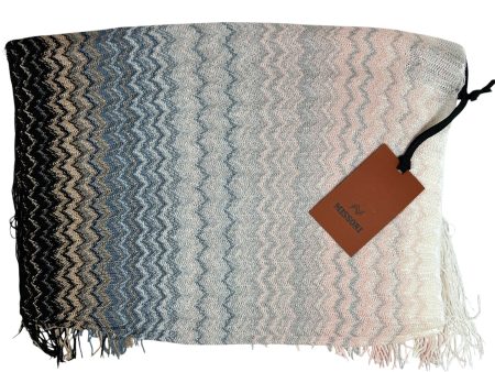 Missoni Scarf Gray Light Pink Zig Zag Pattern - Women Designer Shawl For Discount