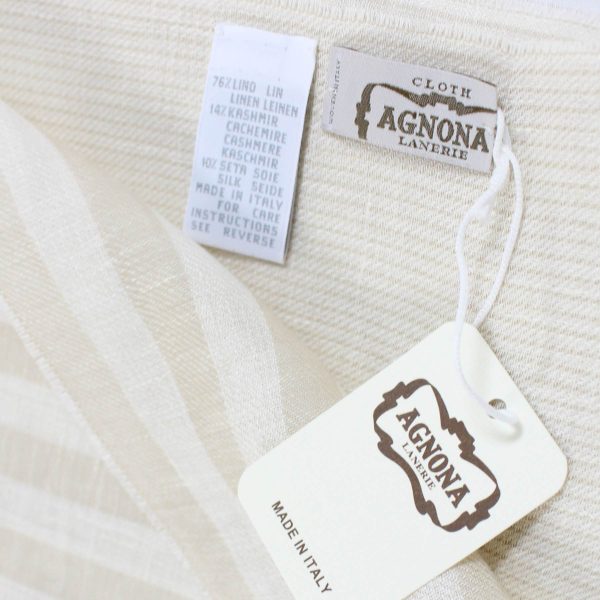 Agnona Scarf Beige Stripes - Linen Cashmere  Silk Shawl FINAL SALE For Sale