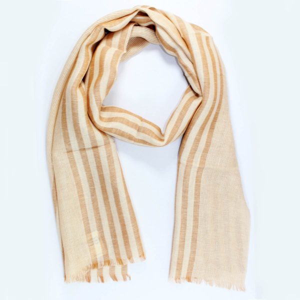 Agnona Scarf Rust Orange Beige Stripes - Linen Cashmere Silk Shawl FINAL SALE Online Sale