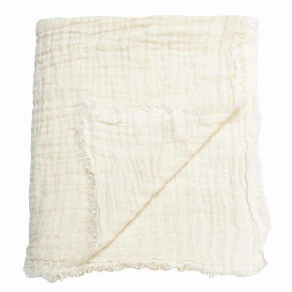 White Waffled Linen Throw Supply