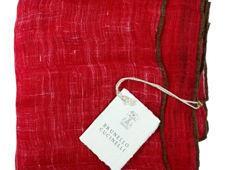 Brunello Cucinelli Linen Scarf Red - Extra Large Square Women Shawl SALE For Sale