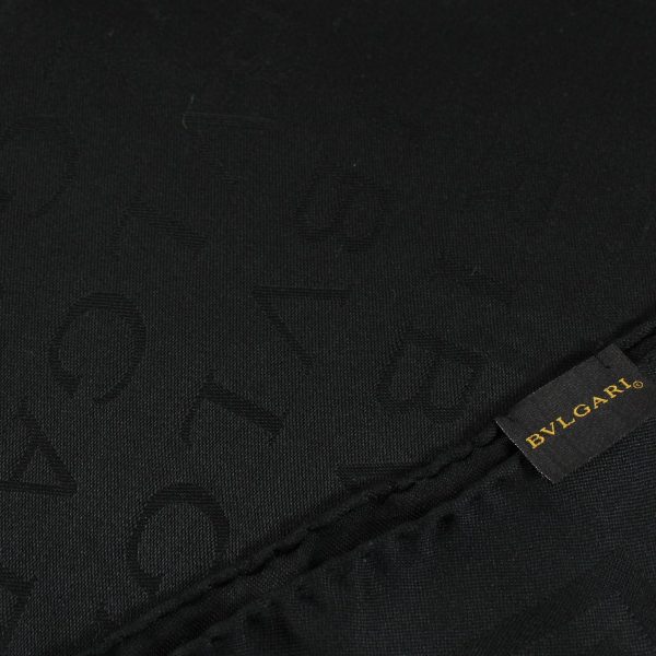 Bvlgari Scarf Black Logomania Design - Twill Silk Shawl SALE For Sale