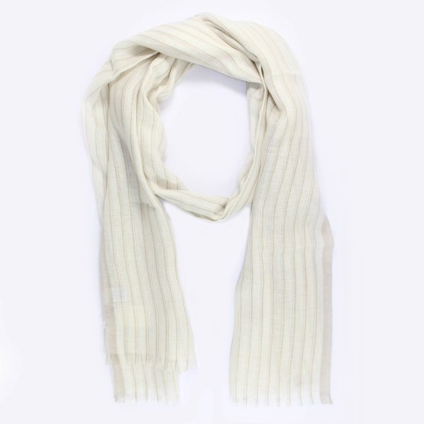 Agnona Scarf Beige Stripes Lightweight Linen Silk Shawl FINAL SALE on Sale