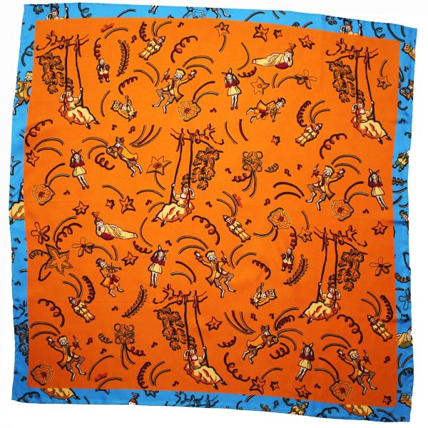 Loewe Madrid Scarf Orange Blue Design Paula s Ibiza - Large Twill Silk Square Scarf on Sale