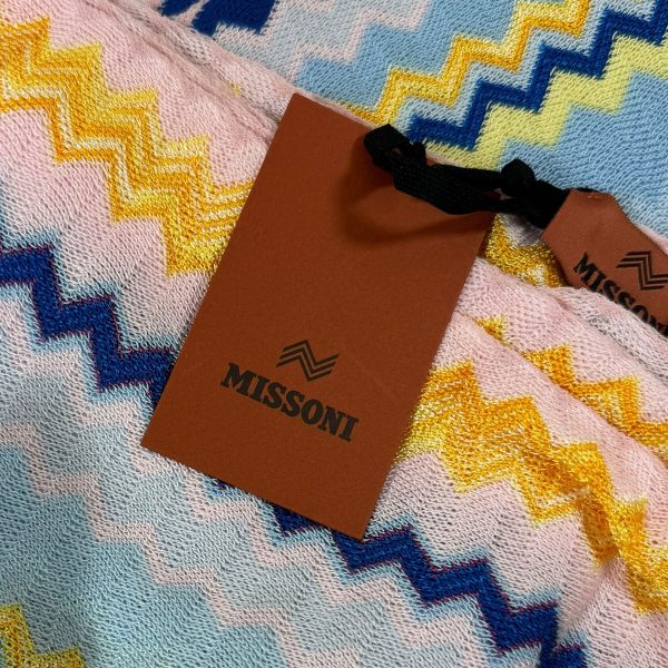 Missoni Scarf Pink Blue Yellow Chevron Design - Women Designer Shawl Fashion