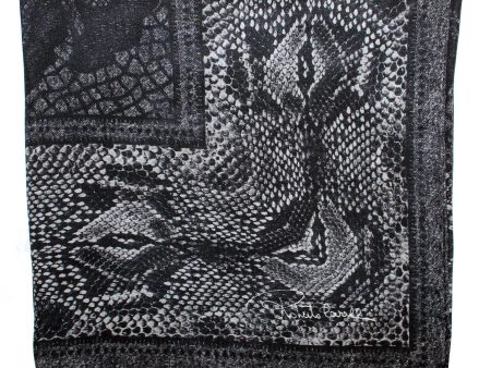 Roberto Cavalli Scarf Gray Black Snakeskin - Large Square Silk Foulard SALE Cheap