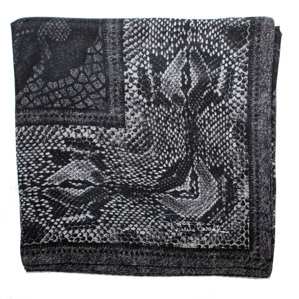 Roberto Cavalli Scarf Gray Black Snakeskin - Large Square Silk Foulard SALE Cheap