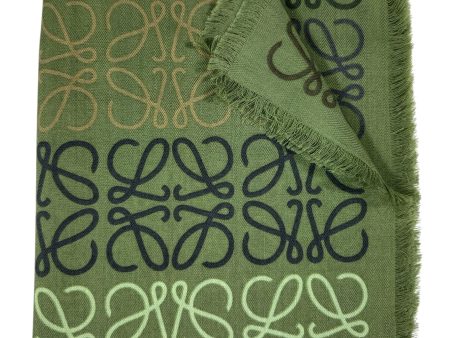 Loewe Scarf Green Anagram - Wool Cashmere Silk Shawl Online Hot Sale