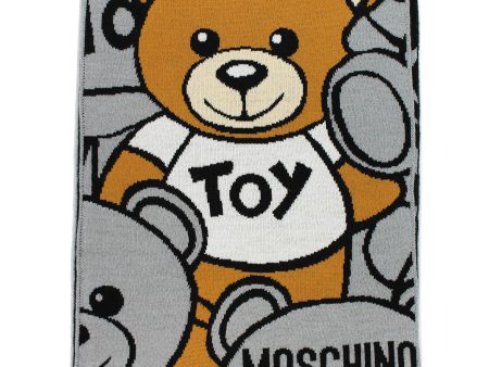 Moschino Wool Scarf Gray Toy Teddy Bear Women Collection FINAL SALE Hot on Sale