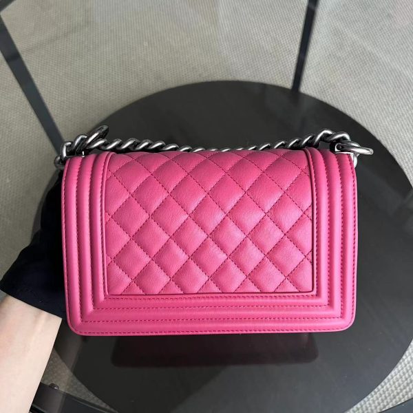 *Calfskin* Chanel Boy Small - Quilted Calfskin Boy Pink Ruthenium Silver Hardware Series 26 Fashion