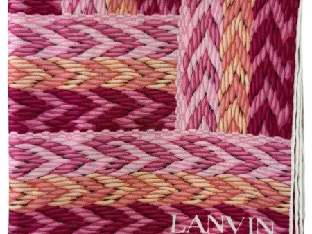 Lanvin Scarf Pink Orange Herringbone Design - Twill Silk Scarf Online now