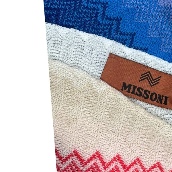 Missoni Scarf Blue Pink White Design - Women Wool Shawl Cheap