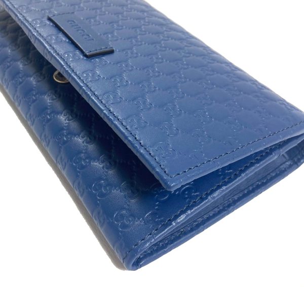 Gucci Large Leather Wallet Blue GG Design - Women Collection For Discount