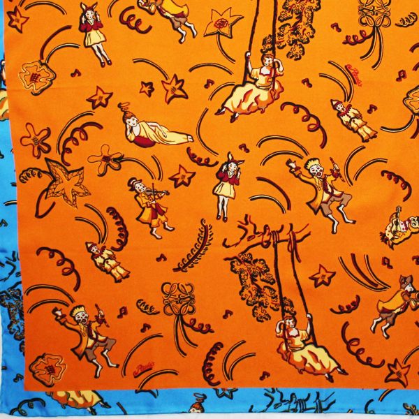 Loewe Madrid Scarf Orange Blue Design Paula s Ibiza - Large Twill Silk Square Scarf on Sale