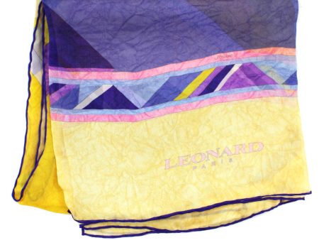 Leonard Scarf Yellow Purple Chiffon Silk Shawl FINAL SALE For Discount