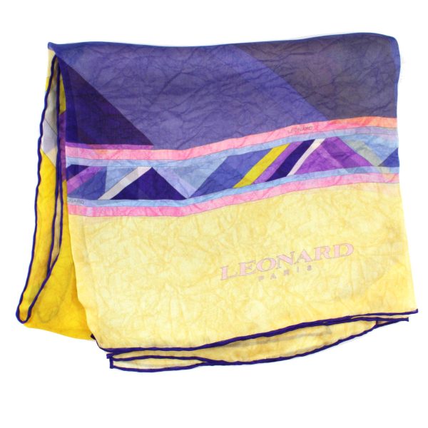 Leonard Scarf Yellow Purple Chiffon Silk Shawl FINAL SALE For Discount