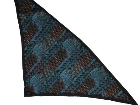 Salvatore Ferragamo Triangle Shape Scarf Black Petrol Coffee FINAL SALE on Sale