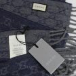 Gucci Cashmere Scarf Gray Midnight Blue GG Shawl SALE Discount