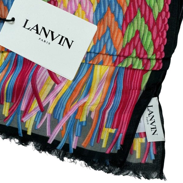 Lanvin Scarf Multi-Color Weave & Fringe Design - Cashmere Blend Shawl Fashion