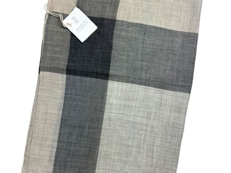 Brunello Cucinelli Cashmere Scarf Gray Beige Black Color Block SALE For Sale