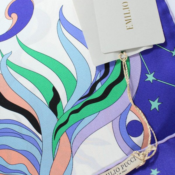 Emilio Pucci Twill Silk Scarf Purple Lilac Pink Green - Square Foulard Hot on Sale