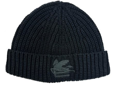 Etro Wool Knitted Hat Black Beanie - SALE Discount