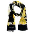 Leonard Paris Scarf Black Yellow Orange Floral Design - Chiffon Silk Shawl Online Hot Sale