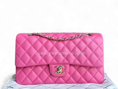 Chanel Classic Flap Medium - 25CM Lambskin Quilted Pink Golden Hardware Series 18 Supply