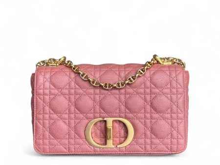 *Unused* Dior Caro - Medium Cannage Calfskin Pink Gold Hardware For Sale