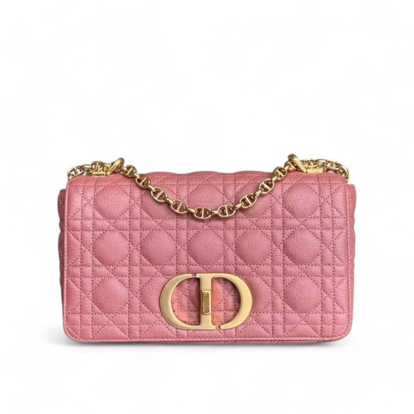 *Unused* Dior Caro - Medium Cannage Calfskin Pink Gold Hardware For Sale