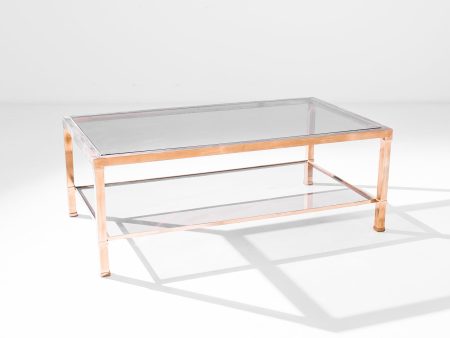 Vintage Brass & Glass Coffee Table For Sale