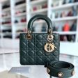 Dior Lady Small - Cannage Lambskin Dark Green Gold hardware For Sale