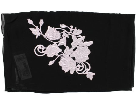 Dolce & Gabbana Women Scarf Black Pink Floral Embroidery - Chiffon Silk Shawl SALE Supply