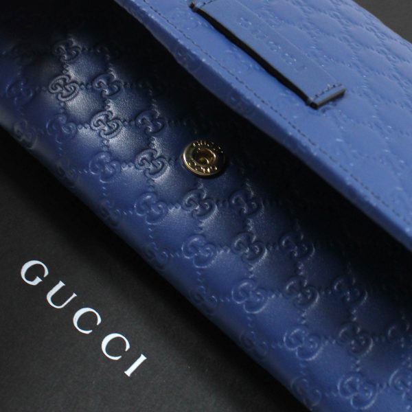 Gucci Large Leather Wallet Blue GG Design - Women Collection For Discount