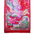 Leonard Paris Scarf Red Floral Design - Chiffon Silk Shawl SALE Hot on Sale