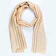 Agnona Scarf Rust Orange White Stripes - Linen Cashmere Silk Shawl DAILY DEAL - FINAL SALE Discount