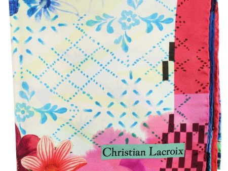 Christian Lacroix Scarf Pink Aqua Floral - Twill Silk 36  Square Foulard Online now