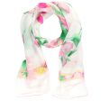 Leonard Paris Scarf White Pink Yellow Floral - Chiffon Silk Shawl Fashion