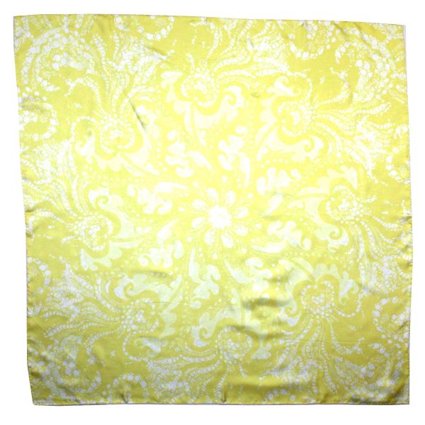 Ermanno Scervino Scarf Yellow White - Large Twill Silk Scarf FINAL SALE Online now