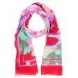 Leonard Paris Scarf Red Floral Design - Chiffon Silk Shawl SALE Hot on Sale