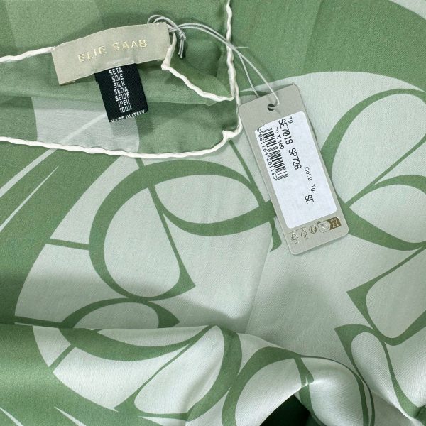 Elie Saab Scarf Green Logo - Chiffon Silk Designer Shawl Discount