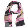 Leonard Paris Scarf Black Cream Pink Floral - Chiffon Silk Shawl SALE Fashion