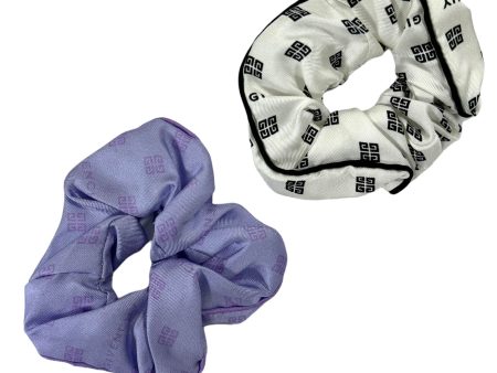 Givenchy Silk Hair Scrunchies 2 Pack Lilac White 4G Plumetis SALE Supply