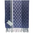 Gucci Cashmere Scarf Gray Midnight Blue GG Shawl SALE Discount