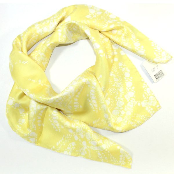 Ermanno Scervino Scarf Yellow White - Large Twill Silk Scarf FINAL SALE Online now