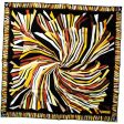 Emilio Pucci Scarf Black Brown Yellow Design - Large Twill Silk Square Foulard SALE For Discount