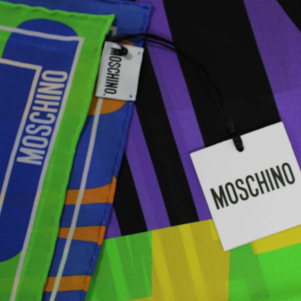 Moschino Scarf Colorful Logo Design - Large Square Silk Foulard - 2024 Collection Cheap